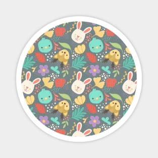 Cute Woodland Animals Spring Pattern Magnet